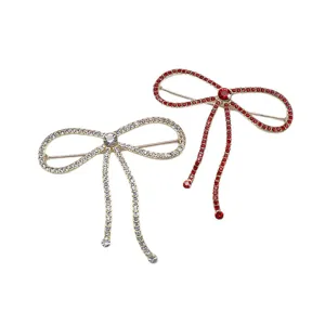 Vintage Strass Schleife Brosche elegante Kristall Nadel glitzernde Kleidung Zubehör Damen