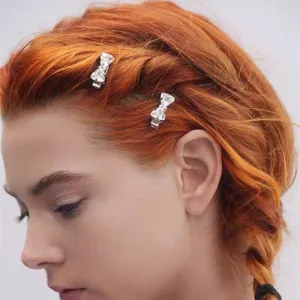 Exquisite crystal bow hair clips duckbill metal rhinestone hair accessories for women styling set