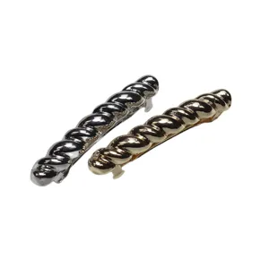 Twisted metal hair clips spring barrettes set, elegant small silver gold hair accessories women.