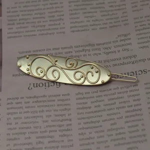 French vintage gold hair clip alloy side clip elegant embossed hair accessory for women