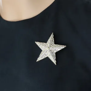 Classic star brooch pin sparkling rhinestone crystal lapel accessory for suits, hats and bags.