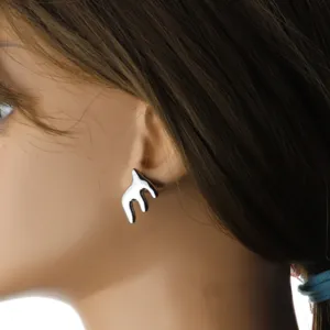 Elegant silver metal swallow shape stud earrings for women fashion daily wear accessories