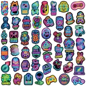 50pcs neon video game stickers waterproof colorful glowing decals for luggage laptop helmet