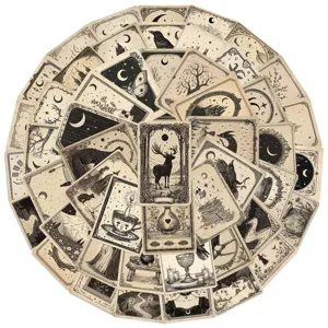 Gothic vintage tarot sticker set, 50pcs mystical black and white line art decal for DIY decor.