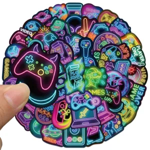 Colorful neon game stickers waterproof vinyl decals for luggage, laptop and helmet use.