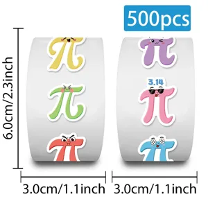 500pcs cute cartoon pi stickers roll for laptop scrapbooking envelope DIY sealing and decor.
