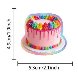 Cute dopamine colorful cake sticker, 5.3x4.9cm waterproof vinyl decal for journal tablet.