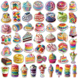50pcs colorful dopamine food stickers cute dessert cake ice cream waterproof DIY decals