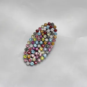 Charming multi-color crystal rhinestone oval duckbill hair clip sparkling fashion accessory for women.