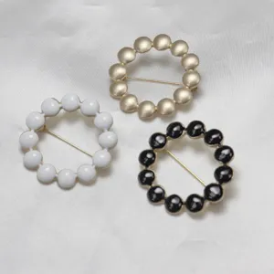 Metal enamel dot circle tambourine brooch scarf buckle elegant accessories 3 colors available