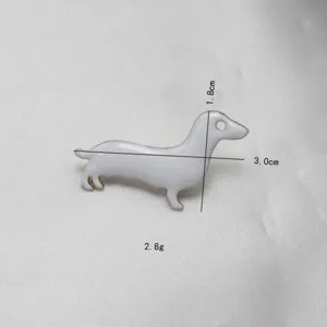 Dachshund enamel dog brooch badge detail view showing precise dimensions and weight.