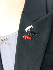 Cute running fox enamel brooch pin set for clothing bags hat accessories stylish jewelry