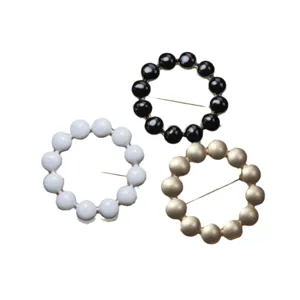 Three-color bead circle brooch pin enamel ring scarf cardigan buckle elegant accessory