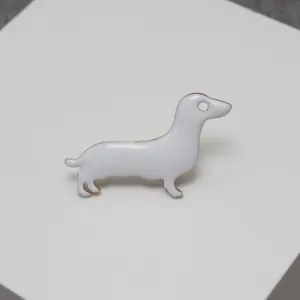 Cute white enamel dachshund dog brooch pin for women clothes hats bags fashion accessories chic