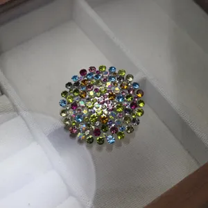 Belle broche ronde strass multicolore étincelante cristal corsage accessoire vêtement