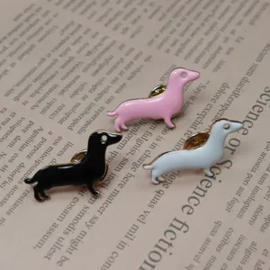 Cute dachshund enamel brooch pin set, sweet animal lapel pins for clothing bags and hats.