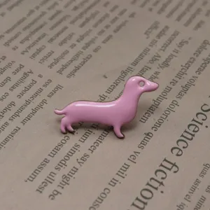 Cute pink dachshund enamel brooch cute lapel pin for women clothing hat bag accessories gift