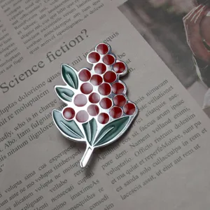 Spilla pianta bacca rossa in smalto spilla di metallo accessori gioielli vintage regalo