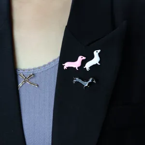 Cute dachshund enamel brooch set, lovely dog lapel pins for clothing, hats and bags decoration.