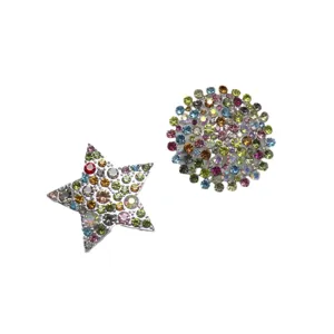 Set de broche en strass multicolore, corsage en cristal rond et étoile, bijoux de mode.