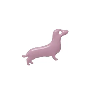 Cute pink dachshund enamel dog charm pendant for stylish clothing hat and bag accessories