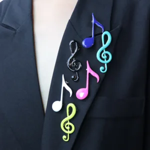 Original College Style Handmade Enamel Music Note Brooch Alloy Vintage Fashion Jewelry Lapel Pin Badge For Students