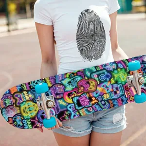 Neon video game skateboard decal stickers set waterproof colourful cool design for outdoor sports