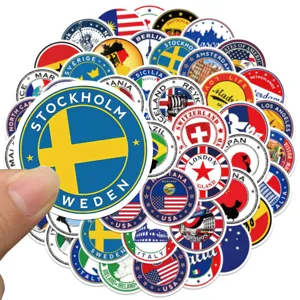50st wereld reis land vlag stickers waterdichte vinyl sticker voor koffer laptop dec