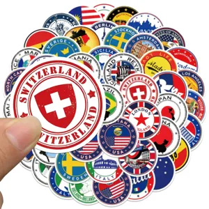 Wereld reislanden vlaggen stickers pack, waterdichte vinyl stickers voor laptop koffer.