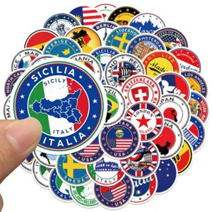 50 stuks wereld reis land vlaggen stickers voor koffer laptop diy decoratie waterdicht