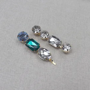 Elegant crystal rhinestone bobby pins set, sparkling colorful hair clips for women and bridal wear.