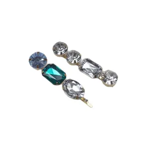 Crystal rhinestone hair clip set, elegant bridal hair accessories and sparkling bobby pins.