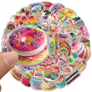 Cute dopamine dessert stickers pack for journal and tablet decoration. Waterproof vinyl stickers.