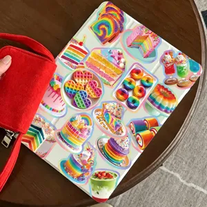 Colorful dopamine food stickers tablet case trendy cute dessert laptop sleeve decor