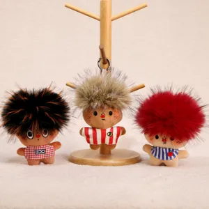 Fluffy hair plush doll keychain cute stuffed animal bag charm lovely cartoon keyring