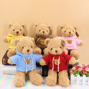 Cute plush teddy bear doll wearing colorful hoodie soft stuffed toy birthday gifts