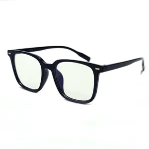 Detailed close-up view of the stylish black oversized anti-blue light fashion clear glasses.