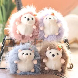 Cute plush hedgehog keychain fluffy stuffed animal bag charm cute toy pendant decor