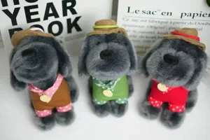 Simpatica bambola peluche cucciolo grigio 8 pollici con cappello e vestito a pois, regalo.