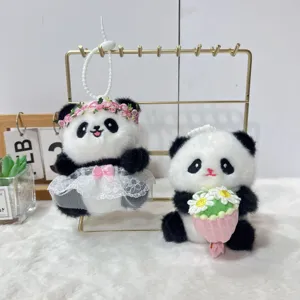 Cute Cartoon Panda Plush Doll Pendant Stuffed Animal Keychain Soft Polyester Fiber Bag Charm Toy Gift