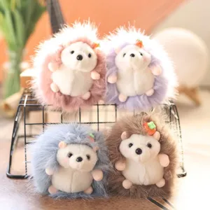 Cute hedgehog plush pendant toy, fluffy stuffed animal keychain for cute bag accessories.