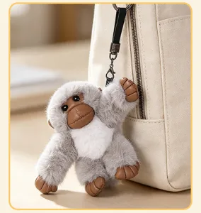 Porte-cles peluche gorille mignon animal doux charm de sac pendentif pour sac a dos