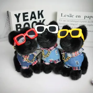 Carino Cucciolo Giocattolo di Peluche Animale di Peluche Morbido Carino Bambola di Cane con Vestiti e Occhiali per Regalo di Festa di Matrimonio