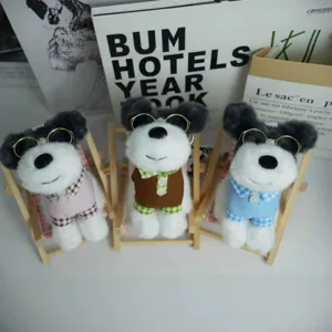 Simpatico cane di peluche dolce cucciolo bambola di peluche con occhiali e vestiti regalo