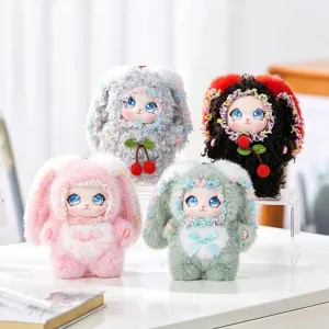 Cute curly hair bunny plush doll pendant bag charm fluffy toy lovely stuffed animal decor