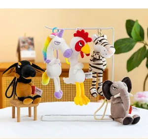 Cute funny angry animal plush keychain cartoon doll bag pendant creative gift for kids.