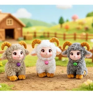 Cute sheep plush toy cartoon stuffed animal doll for kids birthday gift farm decor style