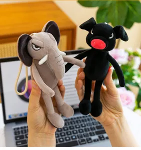 Cute angry animal plush keychain cartoon elephant and pig soft doll pendant backpack charm