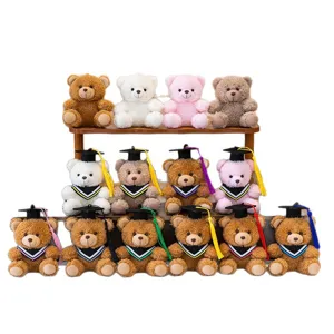 Cute graduation teddy bear plush toy with doctoral cap, perfect for school gifts.