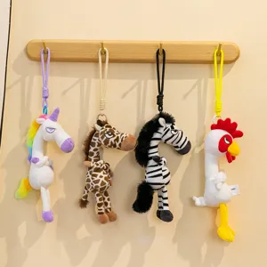 Cute Angry Animal Plush Toy Keychain Cartoon Stuffed Doll Soft Bag Pendant Key Ring Gift For Kids Women